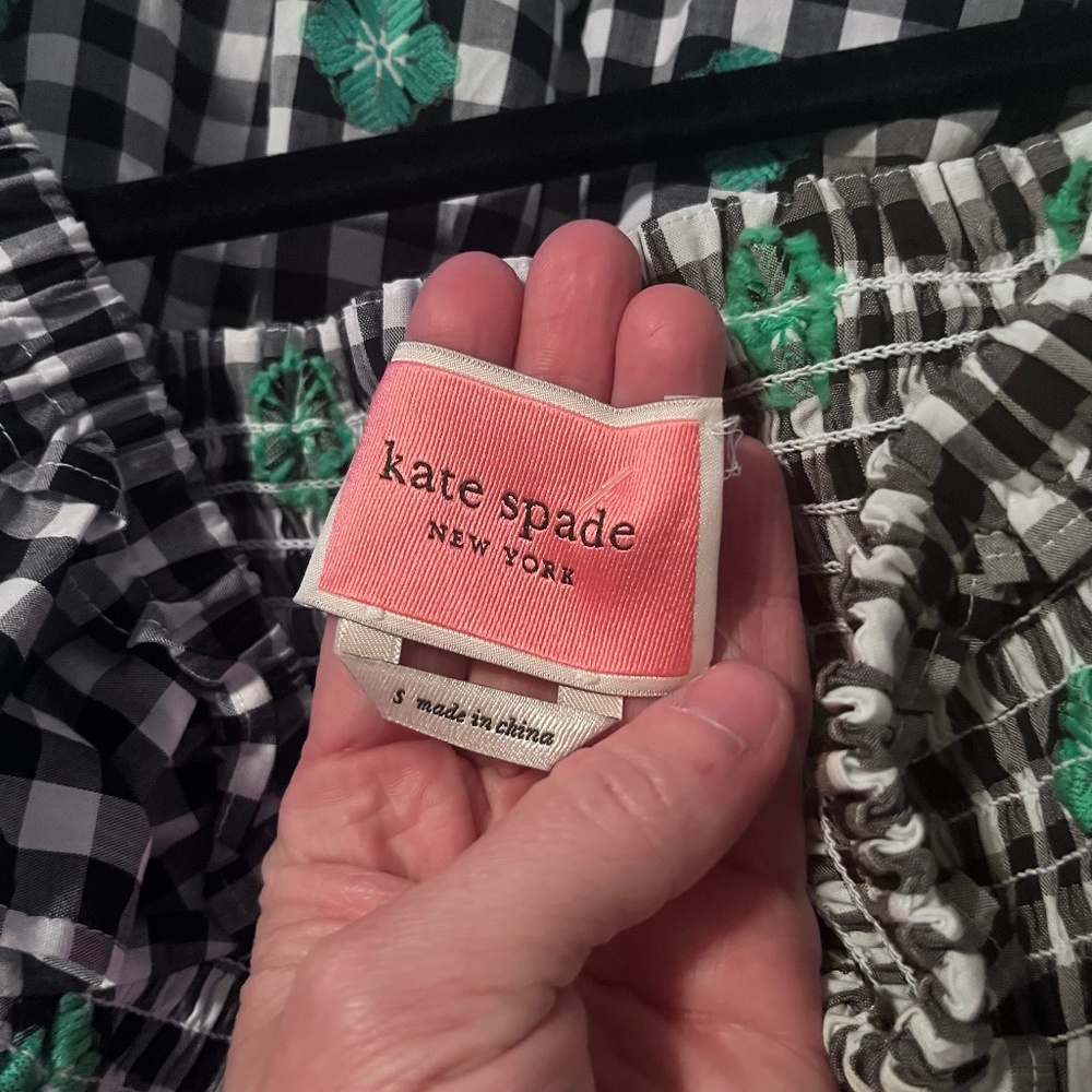 Kate Spade Women's Black Gingham Midi Dress Size S - Picture 3 of 3